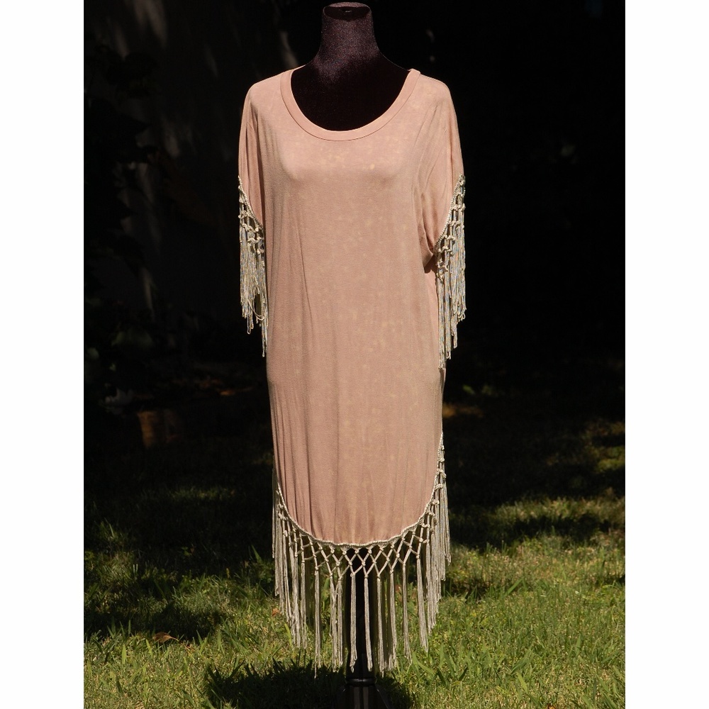 POL Fringe Shirt Dress